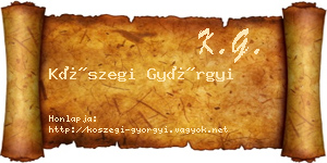 Kőszegi Györgyi névjegykártya